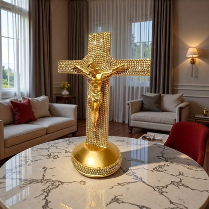 Statuie Clasică din Rășină a lui Isus Hristos Suferind, Tematică Religioasă, Potrivită pentru Diverse Tipuri de Camere, Ideală pentru Crăciun, Paști și Ziua Recunoștinței, Fără Nevoie de Electricitate