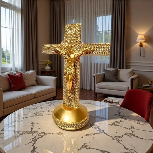 Statuie Clasică din Rășină a lui Isus Hristos Suferind, Tematică Religioasă, Potrivită pentru Diverse Tipuri de Camere, Ideală pentru Crăciun, Paști și Ziua Recunoștinței, Fără Nevoie de Electricitate