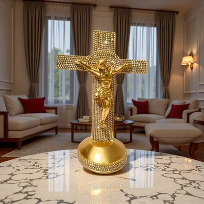 Statuie Clasică din Rășină a lui Isus Hristos Suferind, Tematică Religioasă, Potrivită pentru Diverse Tipuri de Camere, Ideală pentru Crăciun, Paști și Ziua Recunoștinței, Fără Nevoie de Electricitate