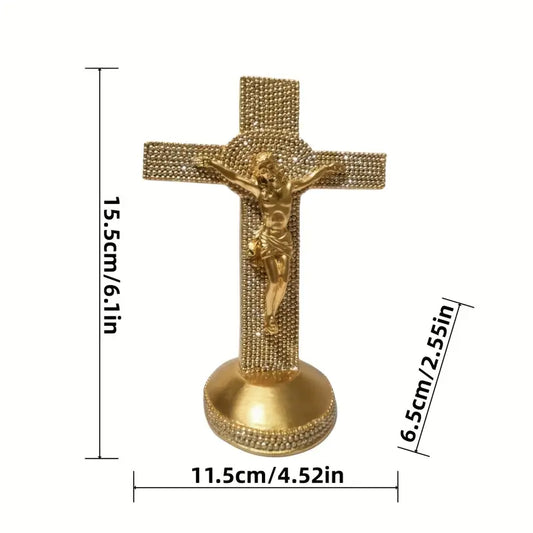 Statuie Clasică din Rășină a lui Isus Hristos Suferind, Tematică Religioasă, Potrivită pentru Diverse Tipuri de Camere, Ideală pentru Crăciun, Paști și Ziua Recunoștinței, Fără Nevoie de Electricitate